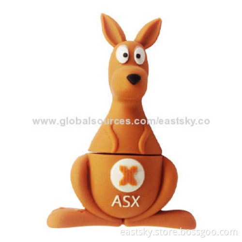 Custom Kangaroo-shaped USB Drive, Made of Soft PVC Material, OEM Orders are Welcome